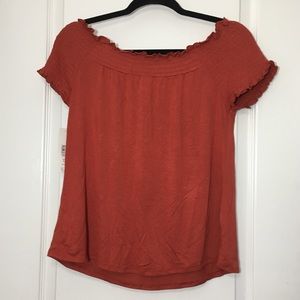 No Boundaries smocked Off the shoulder peasant top